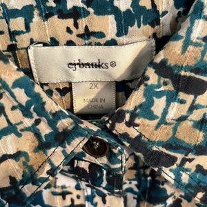 CJ Banks cotton blouse 3/4 sleeves